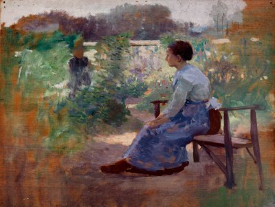 Nő ül a kertben alkotó: Eliphalet Fraser Andrews