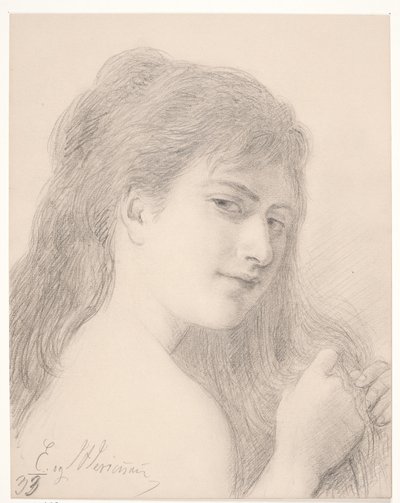 A haját fonó nő mellszobra alkotó: Elisabeth Jerichau-Baumann