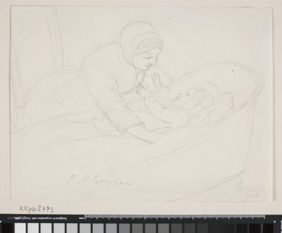 Anya kiemel egy gyereket a bölcsőből alkotó: Elisabeth Jerichau-Baumann