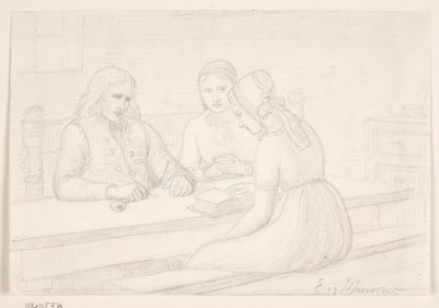 Tanulmányrajz a "Husandagten" számára alkotó: Elisabeth Jerichau-Baumann