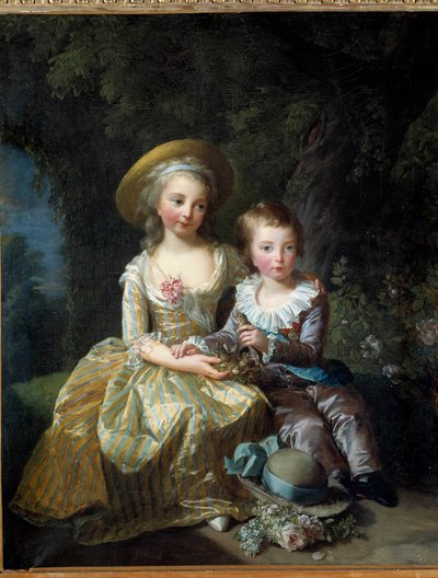 A francia Marie Therese Charlotte, Madame Royale, Angouleme leendő hercegnője (1778-1851) és a francia Dauphin Louis Joseph Xavier (1781-1789) portréja Marie Antoinette és XVI. Lajos mindkét gyermeke. Marie Elisabeth festménye Louise Vigee Le bru alkotó: Elisabeth Louise Vigee Lebrun
