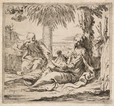 Pihenés az egyiptomi menekülésen alkotó: Elisabetta Sirani