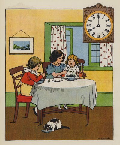 Reggeli (színes litho) alkotó: Elise H. Stewart