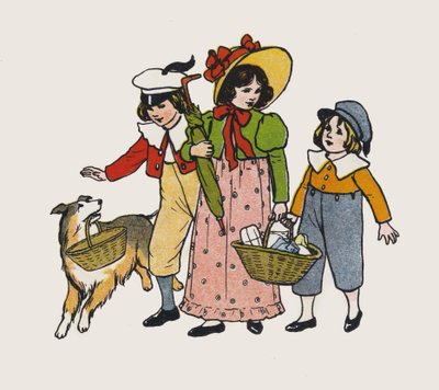 Sétálni induló gyerekek (színes litó) alkotó: Elise H. Stewart