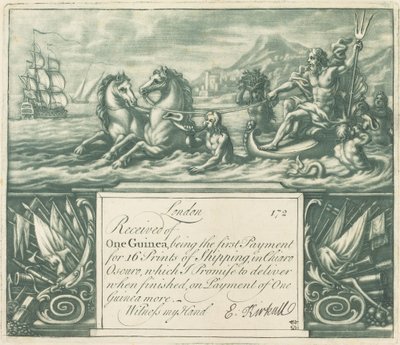 Előfizetési nyugta (Neptune és Juno) alkotó: Elisha Kirkall, after George Vertue, after Louis Chéron