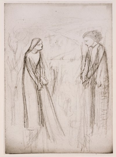 Annunciáció, valószínűleg 1970-77 körül (fekete-fehér fénykép, fehér papírra nyomtatva) alkotó: Elizabeth Eleanor (1834 62) (after) Siddal