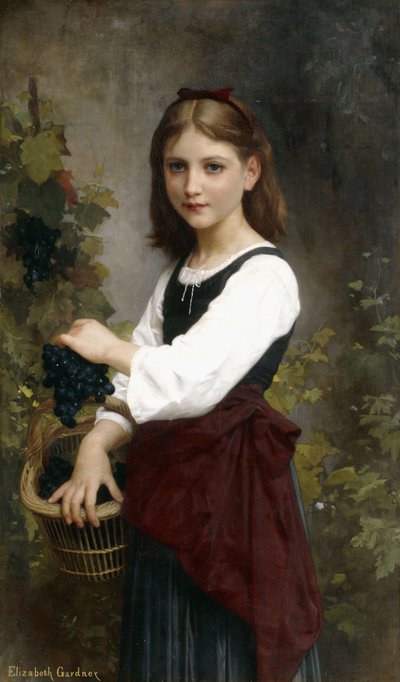 Egy fiatal lány kezében egy kosár szőlő, alkotó: Elizabeth Jane Gardner Bouguereau