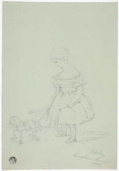 Lány játéklóval a Langham House-ban alkotó: Elizabeth Murray