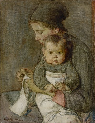 Anya és baba (olaj, vászon) alkotó: Elizabeth Nourse
