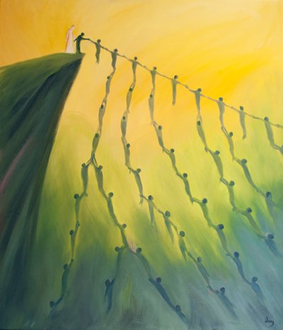 Egyetlen ima Jézus nevében segít annak, akiért imádkozunk, és sokak életét érinti, 2001 (olaj a fedélzeten) alkotó: Elizabeth Wang