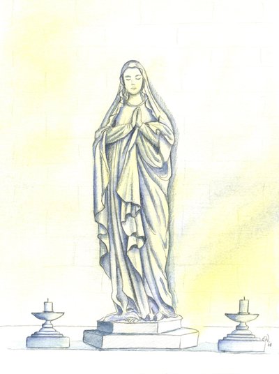Boldogságos Szűz Mária szobra, 2001 (papíron) alkotó: Elizabeth Wang