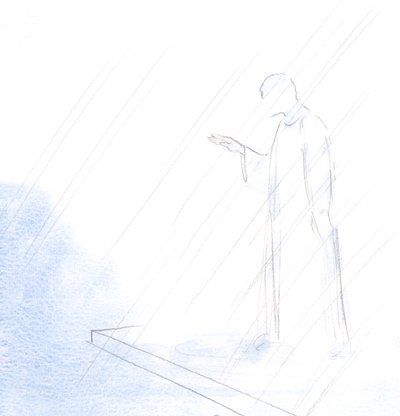 Ahogy a pap megtette a kereszt szent jelét, és áldását adta ránk, úgy tett Krisztus főpapunk is., 2001 (papíron) alkotó: Elizabeth Wang