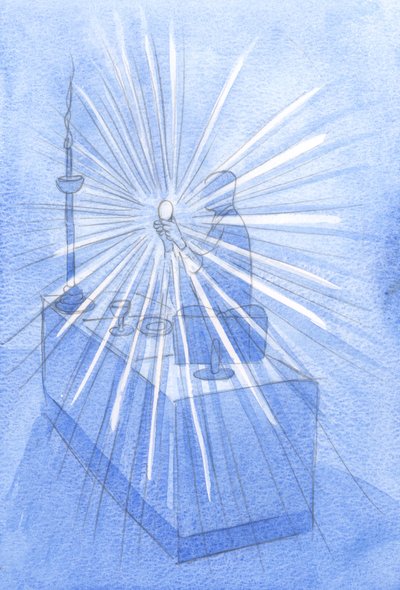 A „Corpus Christi” (Krisztus Szent Teste és Vére) ünnepén ragyogó fénysugarak áradtak a felemelt seregből, 2001 (papíron nem) alkotó: Elizabeth Wang