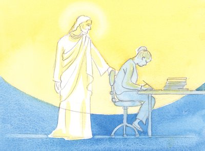 Isten kegyelméből minden nap Krisztus társaságában tölthető, mintha félúton élnénk a mennybe, a munka és az ima minden pillanatában, 2002 (papíron nélkül) alkotó: Elizabeth Wang