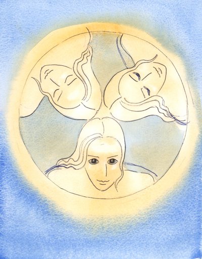 Ezzel a képpel az Úr emlékeztetett arra, hogy a három isteni személy egy Isten - szent és osztatlan, 2003 (papíron) alkotó: Elizabeth Wang
