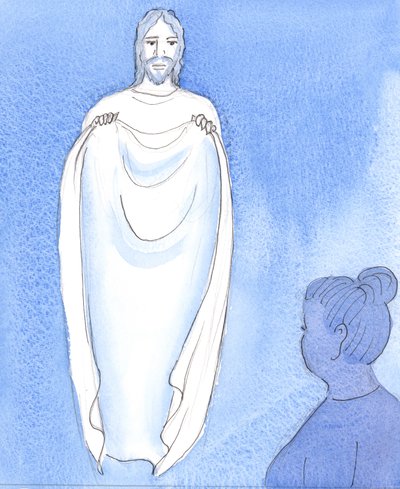 Krisztus megvigasztal és megnyugtat minket, mint egy anya, aki megnyugtatja gyermekeit, ha aggódnak vagy szoronganak, 2004 (papíron nélkül) alkotó: Elizabeth Wang
