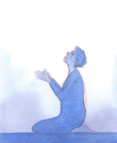 Krisztus egy lila köpenyt nyújtott felém, mint amilyet a keresztre feszítése előtt a vállára terítettek, 2004 (papíron). alkotó: Elizabeth Wang