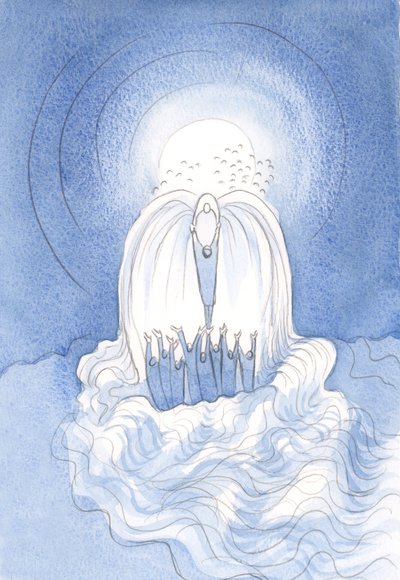 Krisztus a kegyelmek „vízesése”. Mindannyiunkat a szentmisében Istenhez, a mi Atyánkhoz, minden kegyelem Forrásához emel a Lélekben, 2000 (papíron) alkotó: Elizabeth Wang