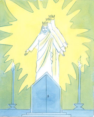 Krisztus elégedett az iránta való odaadásunkkal a tabernákulumban, 2003 (papíron nem) alkotó: Elizabeth Wang