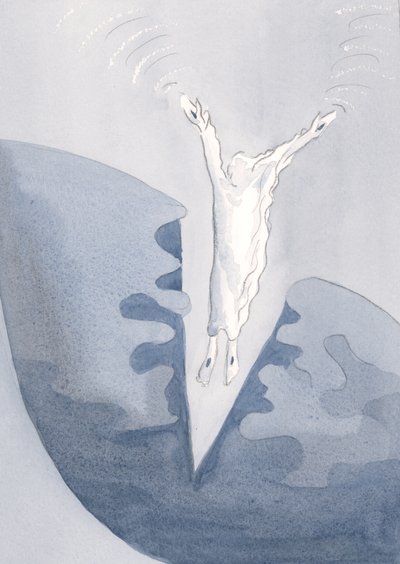 Krisztus szeretettel ugrik szívünk félelmetes, sötét mélységeibe., 2001 (papíron nélkül) alkotó: Elizabeth Wang