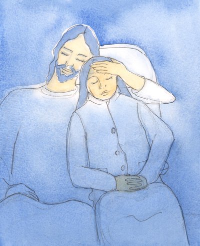 Krisztus szereti üdvözölni barátait a szentáldozásban, 2004 (papíron) alkotó: Elizabeth Wang