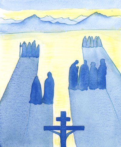 Krisztus a keresztről bámészkodók tömegét látta: zavarodottakat, kíváncsiakat, ellenségeseket és együttérzőket, 2003 (papíron nélkül) alkotó: Elizabeth Wang