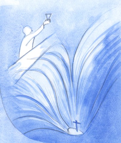 Krisztus nagy bátorsággal beszélt apostolaihoz, kezében tartotta Vérének kelyhét, és már látva szenvedésének „gödrét”, 2001 (papíron) alkotó: Elizabeth Wang