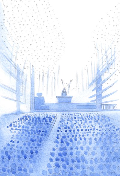 A szentmise áldozata alatt Krisztus könyörög az Atyához, földi és mennyei népe közepette, 2002 (papíron) alkotó: Elizabeth Wang