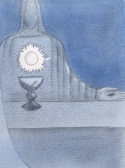 Láttam Jézust, Valóban jelen az oltáron; és láttam a Gazdát "mint a szíve" csillogni, 2000 (papíron nélkül) alkotó: Elizabeth Wang