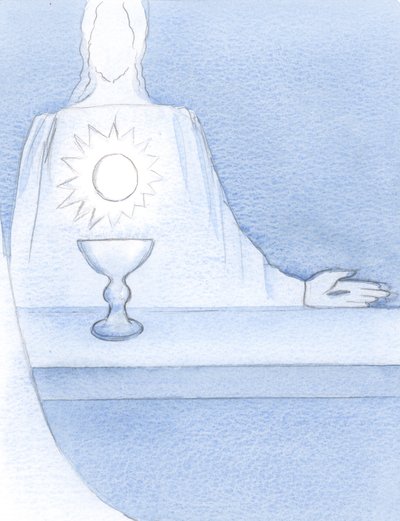 Láttam Jézust, Valóban jelen az oltáron; és láttam a Gazdát "mint a szíve" csillogni, 2000 (papíron nélkül) alkotó: Elizabeth Wang