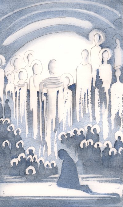 Láttam a mennyben Istent imádók összegyűlésének dicsőségét, miközben mi a Földön imádkozunk, 2000 (papíron nem) alkotó: Elizabeth Wang