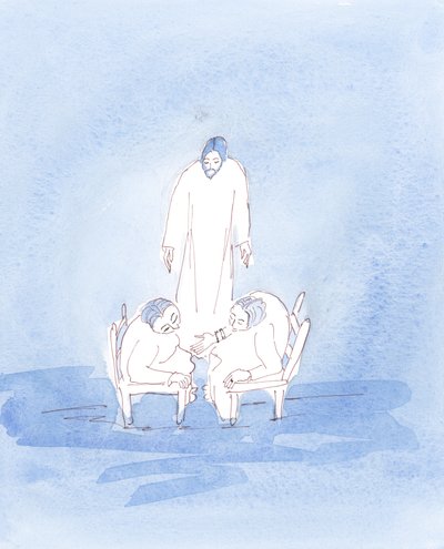 Ha emlékszem arra, hogy Krisztus mindig jelen van, bárhol is beszélgetek egy barátommal, nagyobb valószínűséggel fogok minden szót "mérlegelni", 2004 (akvarell, papír) alkotó: Elizabeth Wang