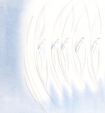 Este láttam, hogy az angyalok szent társasága egyben volt a kereszt jel elkészítésében., 2000 (papíron) alkotó: Elizabeth Wang