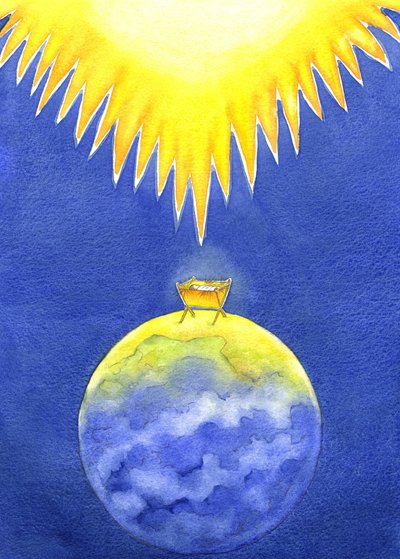 Jézus Krisztus Isten teremtette ember; Mégsem hatalommal jött a földre, hanem tehetetlen babaként, 2001 (papíron nem) alkotó: Elizabeth Wang