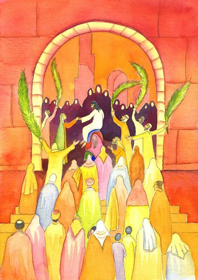 Jézus körmenetben lép be Jeruzsálembe (virágvasárnap), 2001 (papíron nem) alkotó: Elizabeth Wang