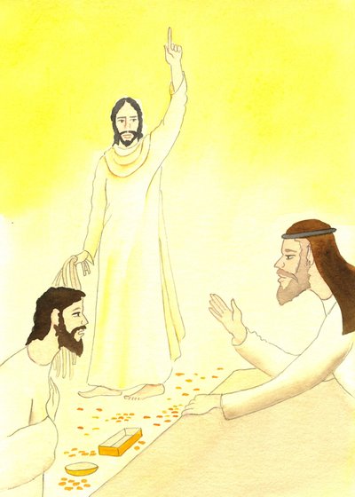 Jézus azt mondja a pénzváltóknak a templomban: Nincs-e megírva: "Az én házam az összes nemzet imaháza lesz?", 2001 (papíron nem) alkotó: Elizabeth Wang