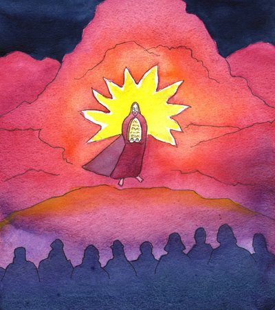 Mózes lehozza a Tízparancsolat Tábláját, 2001 (papíron) alkotó: Elizabeth Wang