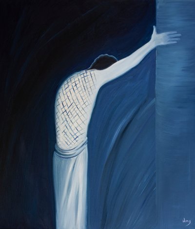 Az Atya megengedte Fiának, hogy elszenvedje a bűn következményeit üdvösségünk érdekében, 2001 (olaj a fedélzeten) alkotó: Elizabeth Wang