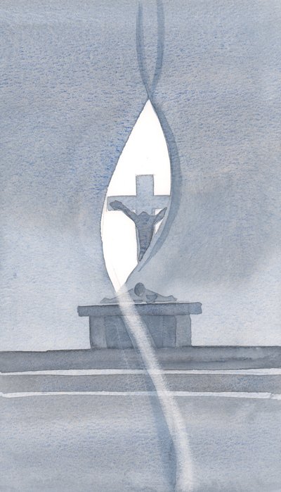 A Szentlélek áttöri a fátylat a szentmisén, és feltárja előttünk Krisztus szenvedésének titkát., 2000 (papíron) alkotó: Elizabeth Wang