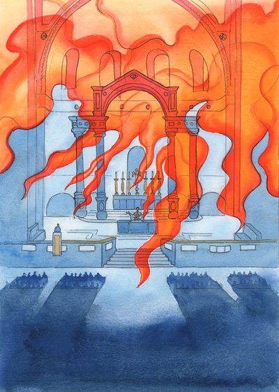 A templom vagy katedrális, amelyben a katolikusok imádkoznak, Isten gondoskodásában nyugszik, 2003 (papíron nem) alkotó: Elizabeth Wang