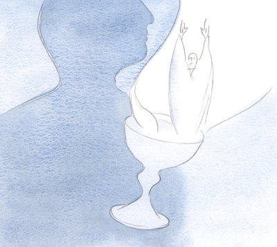 A szív olyan, mint egy kehely, amikor az Atyának ajánlják fel, amely Krisztust, a makulátlan áldozatot és áldozatot tartalmazza., 2001 (papíron) alkotó: Elizabeth Wang