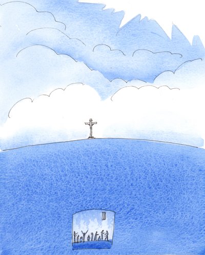 Azok, akik bűnös életük végén megtagadják a bűnbánatot, nem emelkedhetnek fel a mennybe, hanem messze lefelé, a pokolba kell "zuhanniuk", 2005 (akvarell, papír). alkotó: Elizabeth Wang