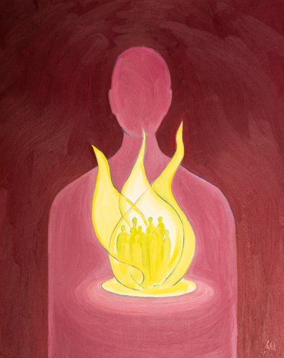 Isten szeretetével segíthetünk és imádkozhatunk azokért, akiket a szívünkben hordozunk, 2000 (olaj a fedélzeten) alkotó: Elizabeth Wang