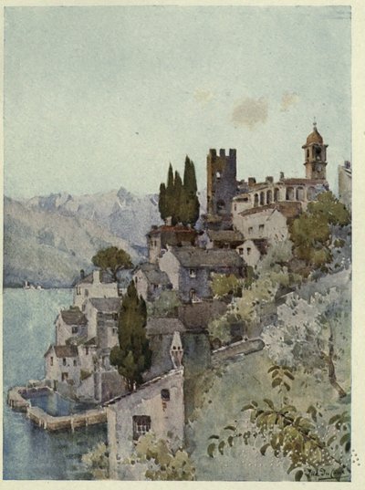 Corenno, Lago di Como, Illusztráció az "Olasz tavak" című művéből, Richard Bagot alkotó: Ella Du Cane