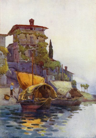 Horgászcsónakok (színes litho) alkotó: Ella Du Cane