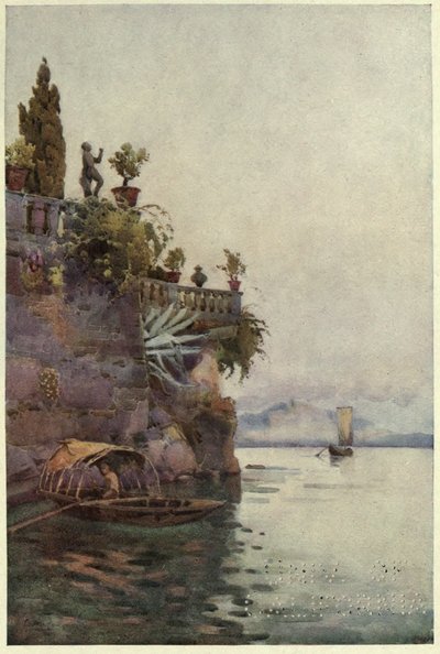 A terasz árnyékában, Lago di Como, Illusztráció az olasz tavak című művéből, Richard Bagot alkotó: Ella Du Cane