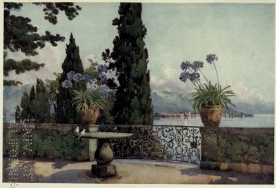 Pallanza az Isola Bella-ból, Lago Maggiore, Illusztráció az olasz tavakból, Richard Bagot alkotó: Ella Du Cane
