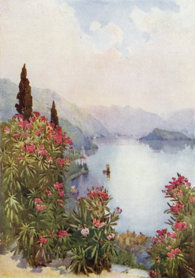 Villa Serbelloni, Comói-tó (színes litho) alkotó: Ella Du Cane