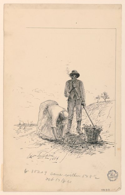 Férfi és nő dolgozik a folyó mellett alkotó: Elliott Daingerfield