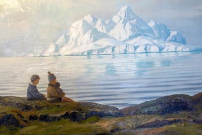 Emberek nyáron a Disco Bay-ben, Nyugat-Grönlandon alkotó: Emanuel A. Petersen